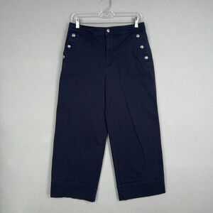 Ralph Lauren Pants Womens 6 Navy Blue LRL Wide Leg Sailor Button Crop Nautical